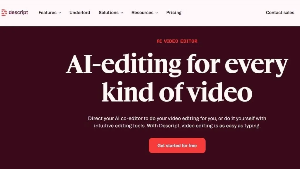 Descript Ai editing for videos