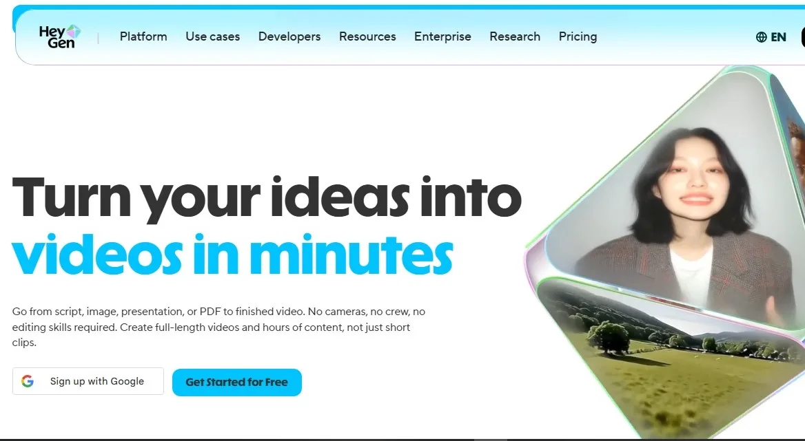 HeyGen AI avatar video editor interface; HeyGen is one of the best AI video generators