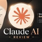 Claude AI review featured image with the Claude logo centered on a premium dark background and the text "Claude AI Review" in a modern, professional design.