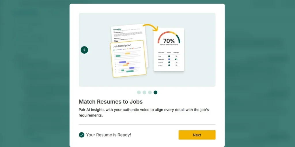 PDF resume import options shown in Teal’s resume workflow